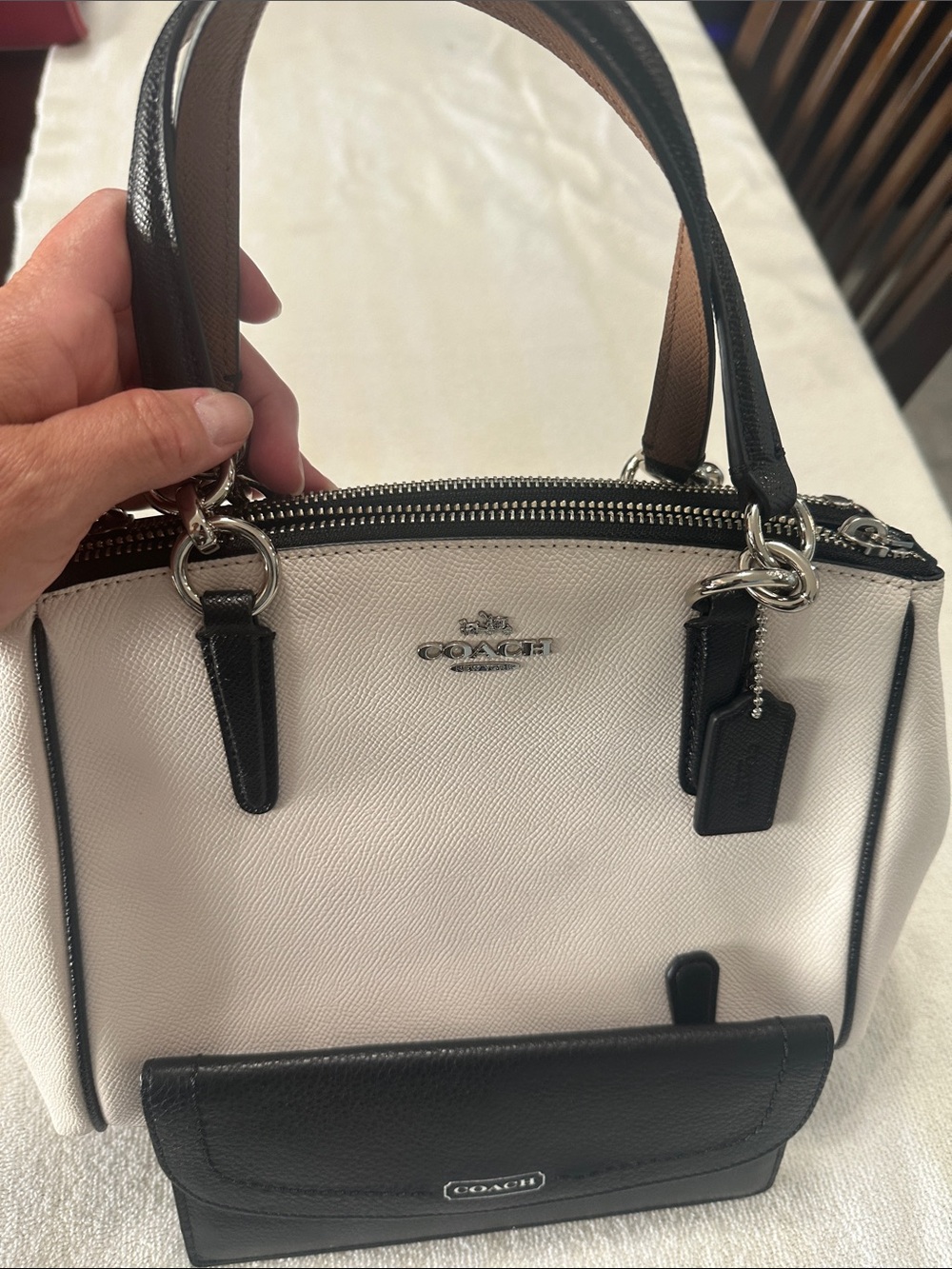 Coach Two-Tone Black and White Mini Satchel